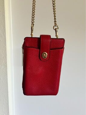 Coach Turnlock Chain Crossbody Red Pebble Leather
